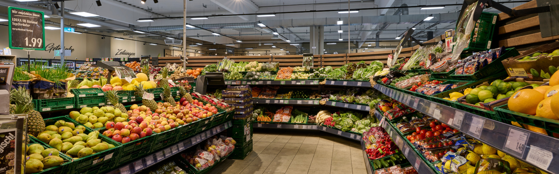 Obst Gemüse Abteilung mit Äpfeln, Zitronen und mehr